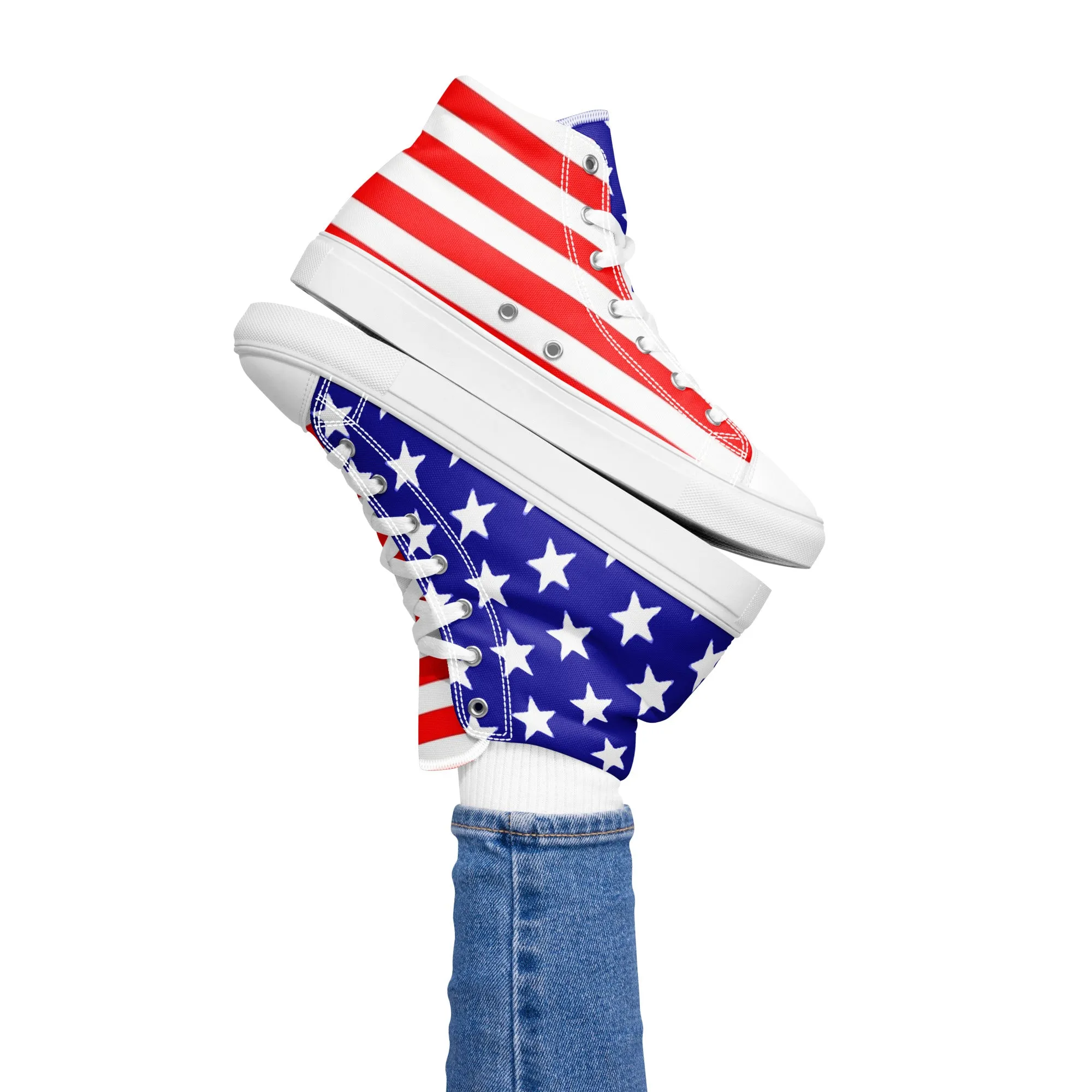 Stars and Stripes Women’s High Top Canvas Shoes