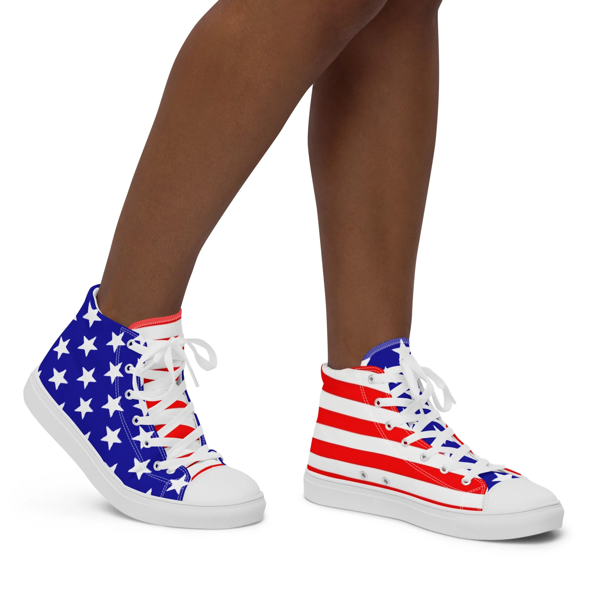 Stars and Stripes Women’s High Top Canvas Shoes