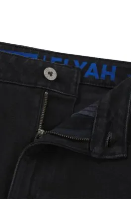 Straight-fit jeans in black stretch denim