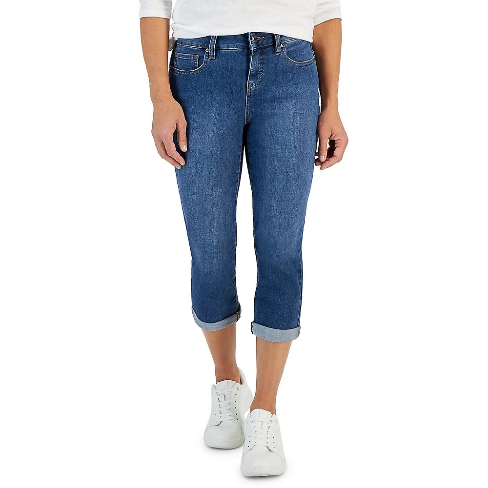 Style & Co. Petite Mid-Rise Curvy Capri Jeans