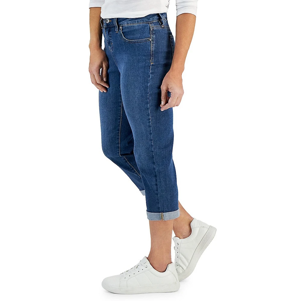 Style & Co. Petite Mid-Rise Curvy Capri Jeans