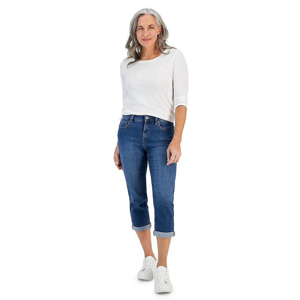 Style & Co. Petite Mid-Rise Curvy Capri Jeans