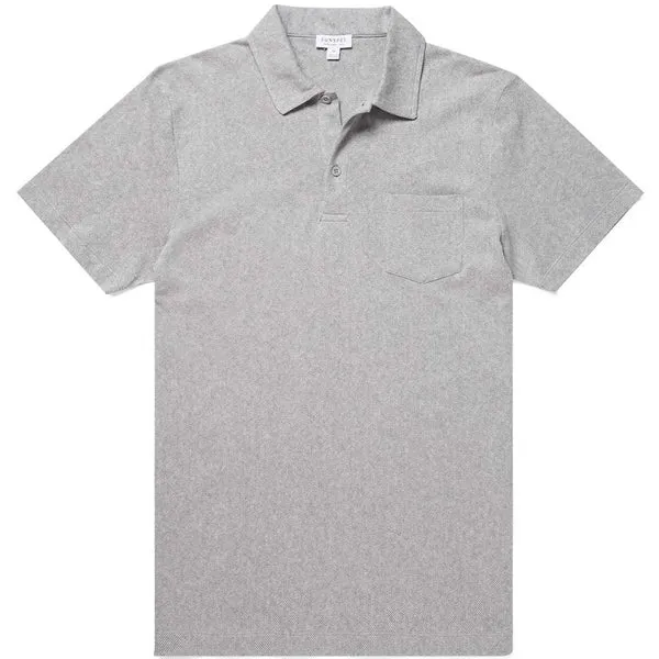 Sunspel Riviera Polo Shirt - Grey Melange