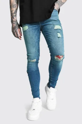 Super Skinny Multi Rip Jeans