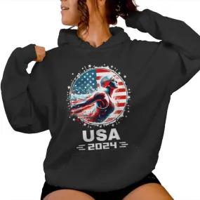 Swimming United States Team American Flag Swimming Women Hoodie