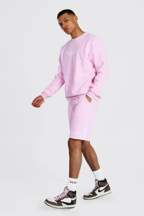 Tall Man Roman Short Tracksuit With Tape | boohooMAN UK