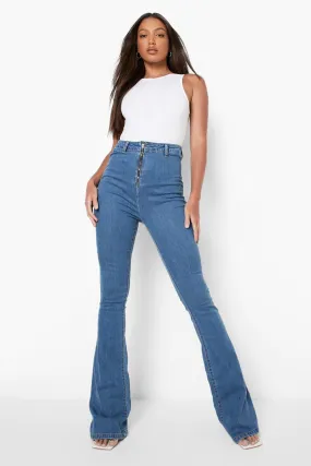 Tall Zip Front Stretch Skinny Flared Jeans