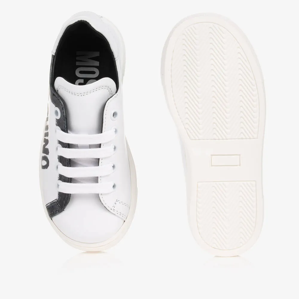 Teen White & Black Logo Lace-Up Trainers