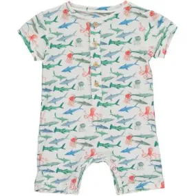 Tickety Boo Swimmy Sharks Short Romper