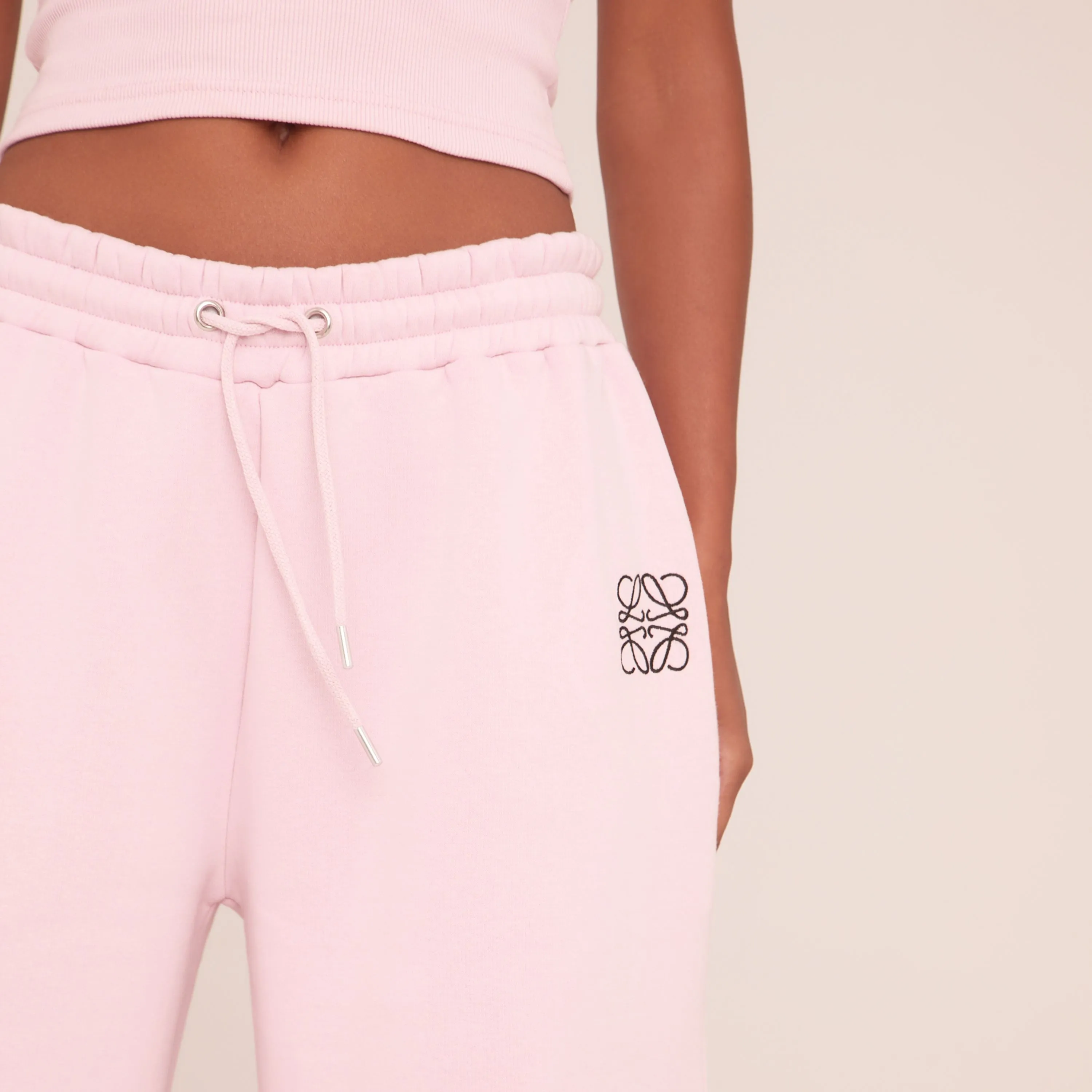 Tie Waist Swirl Graphic Detail Straight Leg Joggers In Pink