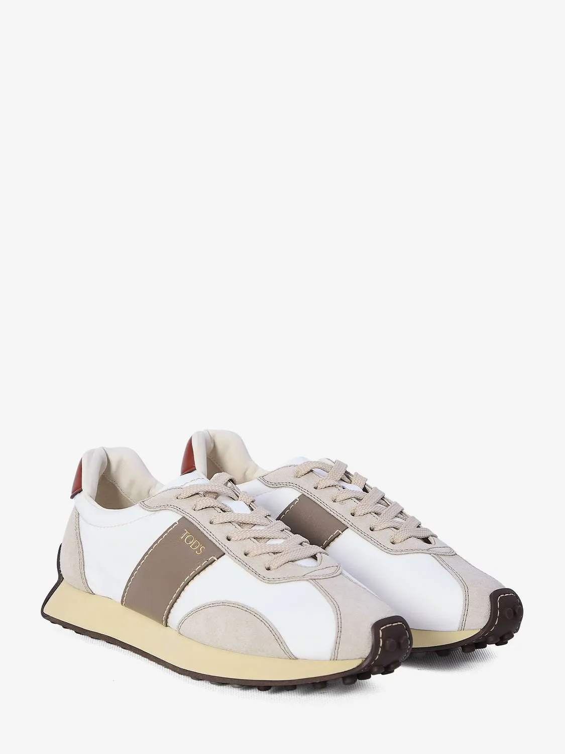 TOD'S Chic Multitexture Leather Sneakers in Neutral Tones