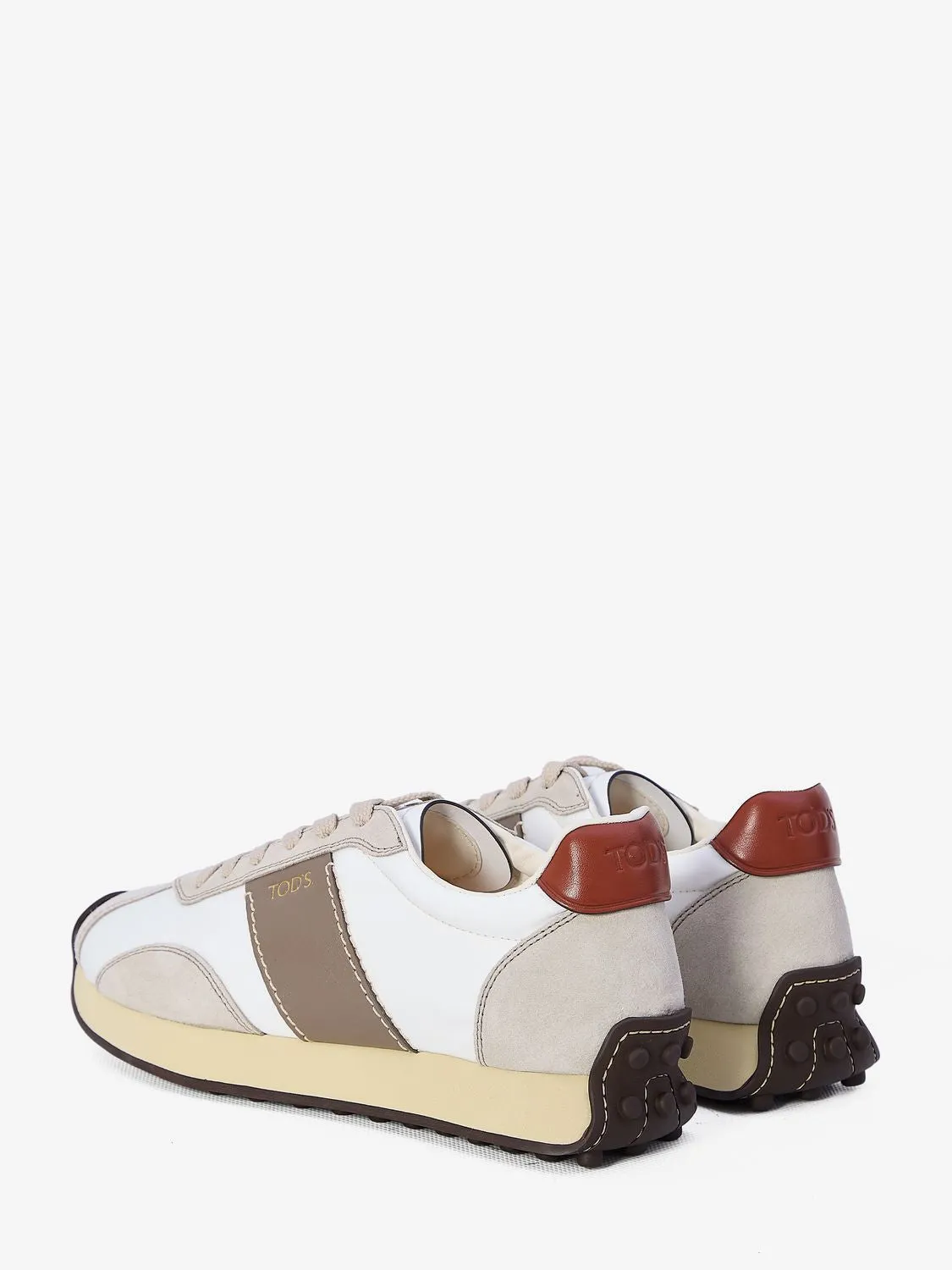 TOD'S Chic Multitexture Leather Sneakers in Neutral Tones