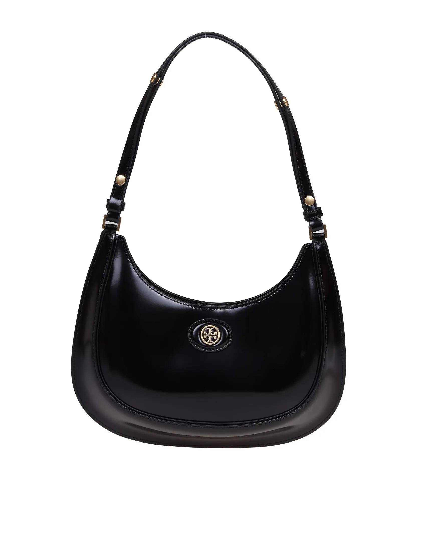 TORY BURCH ROBINSON CRESCENT SHOULDER BAG IN BRUSHED CALFSKIN