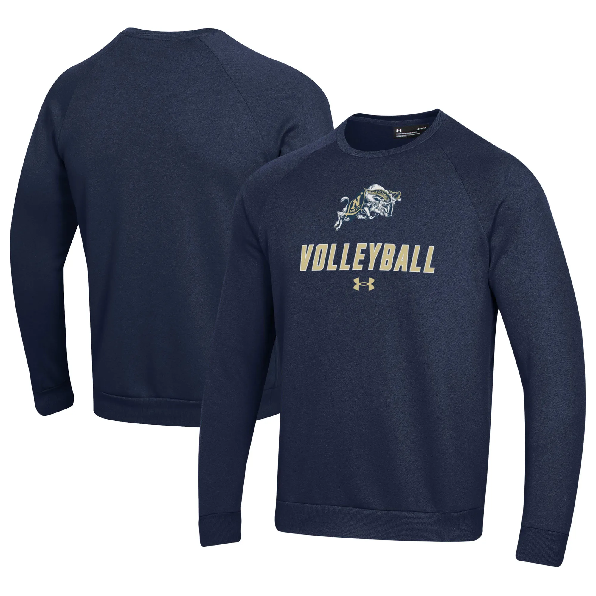 Under Armour Navy Midshipmen Navy Volleyball Rival Fleece Raglan Pullover Sweatshirt