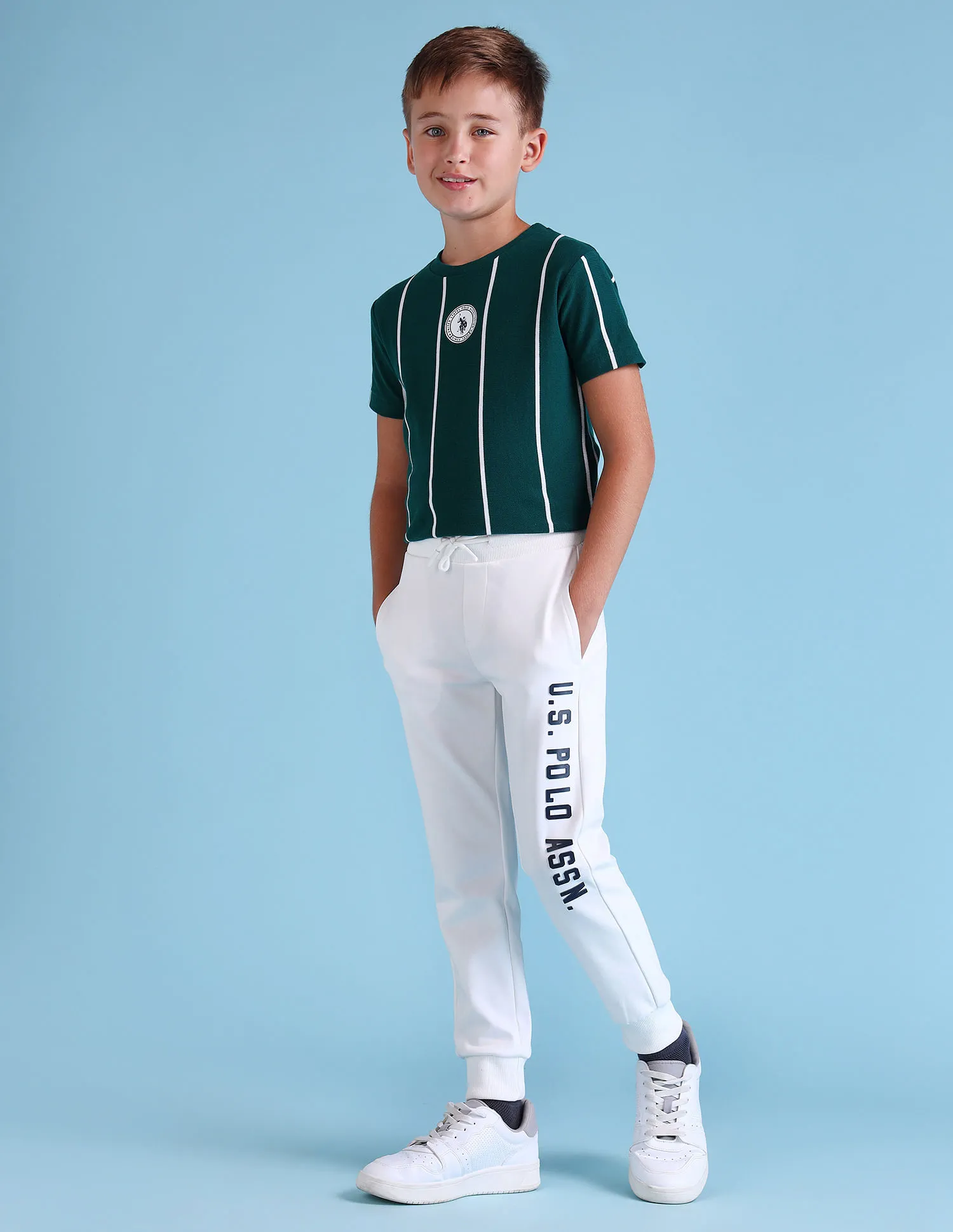 U.S. Polo Assn. Kids Boys Brand Printed Regular Fit Joggers