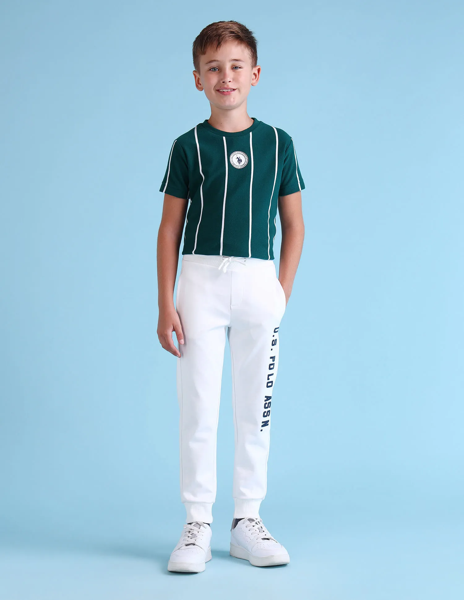 U.S. Polo Assn. Kids Boys Brand Printed Regular Fit Joggers