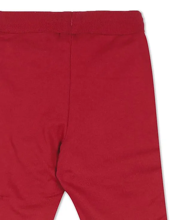 U.S. Polo Assn. Kids Girls Red Mid Rise Solid Joggers