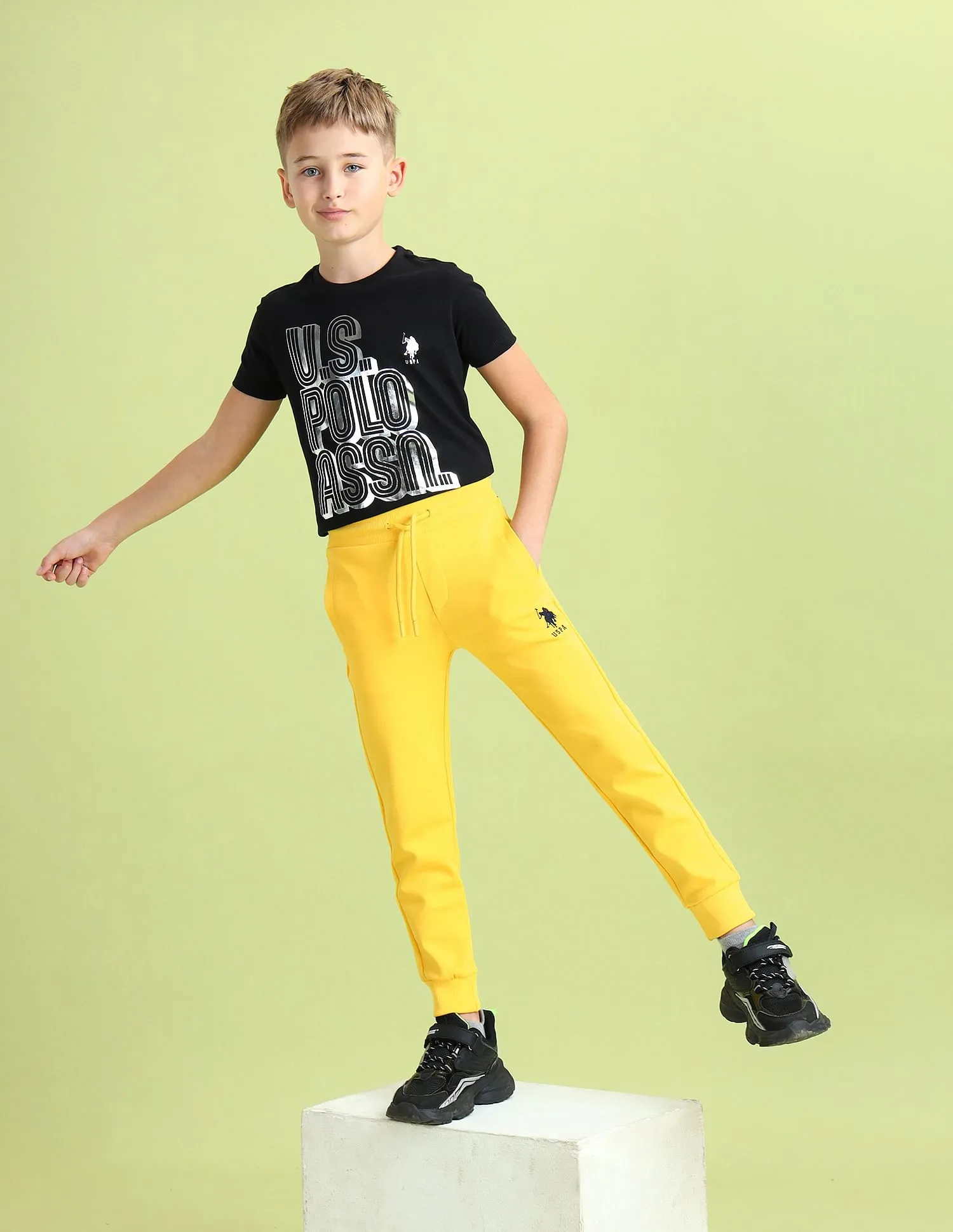 U.S. Polo Assn. Kids Regular Fit Solid Cargo Joggers