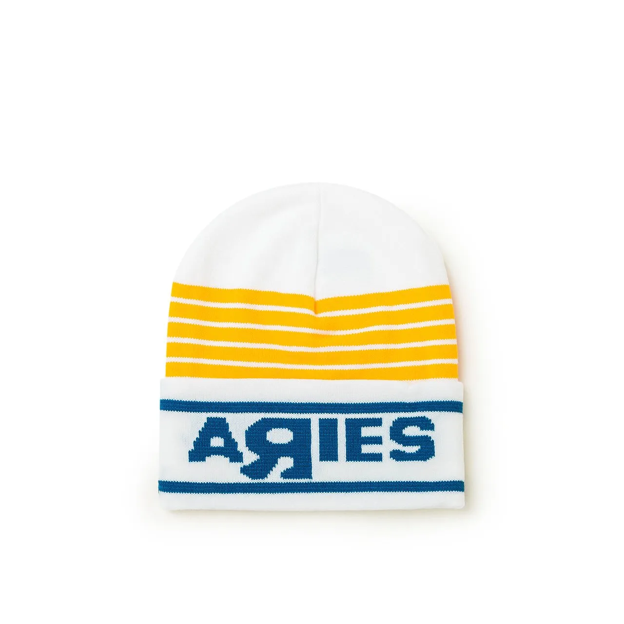 vans vault x aries wm vault beanie (white/yellow)