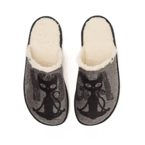 Vegan home slipper gray cat SUS012