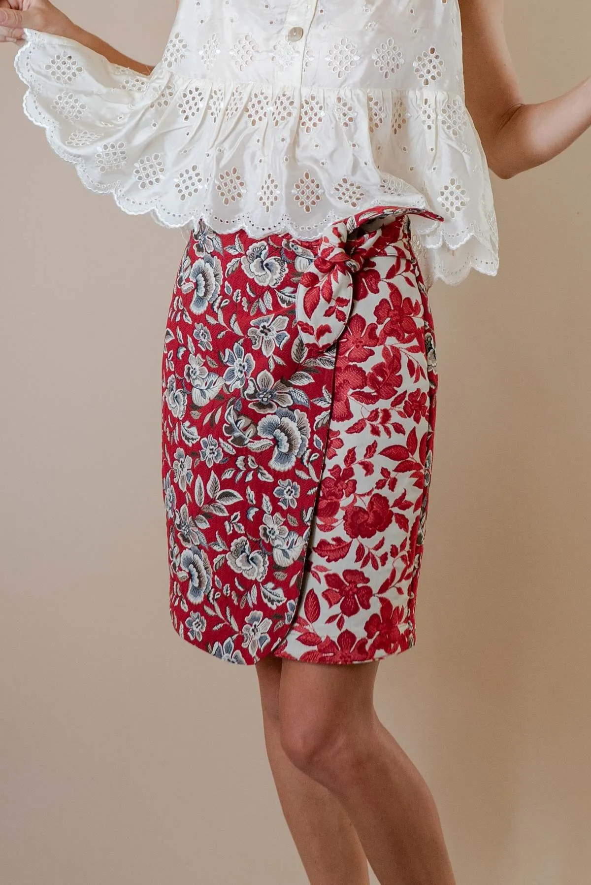 Verbena Skirt - Red Florals 