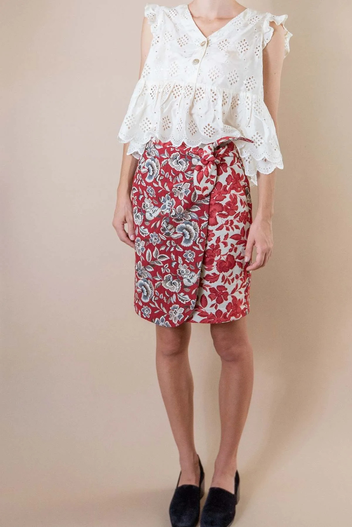 Verbena Skirt - Red Florals 