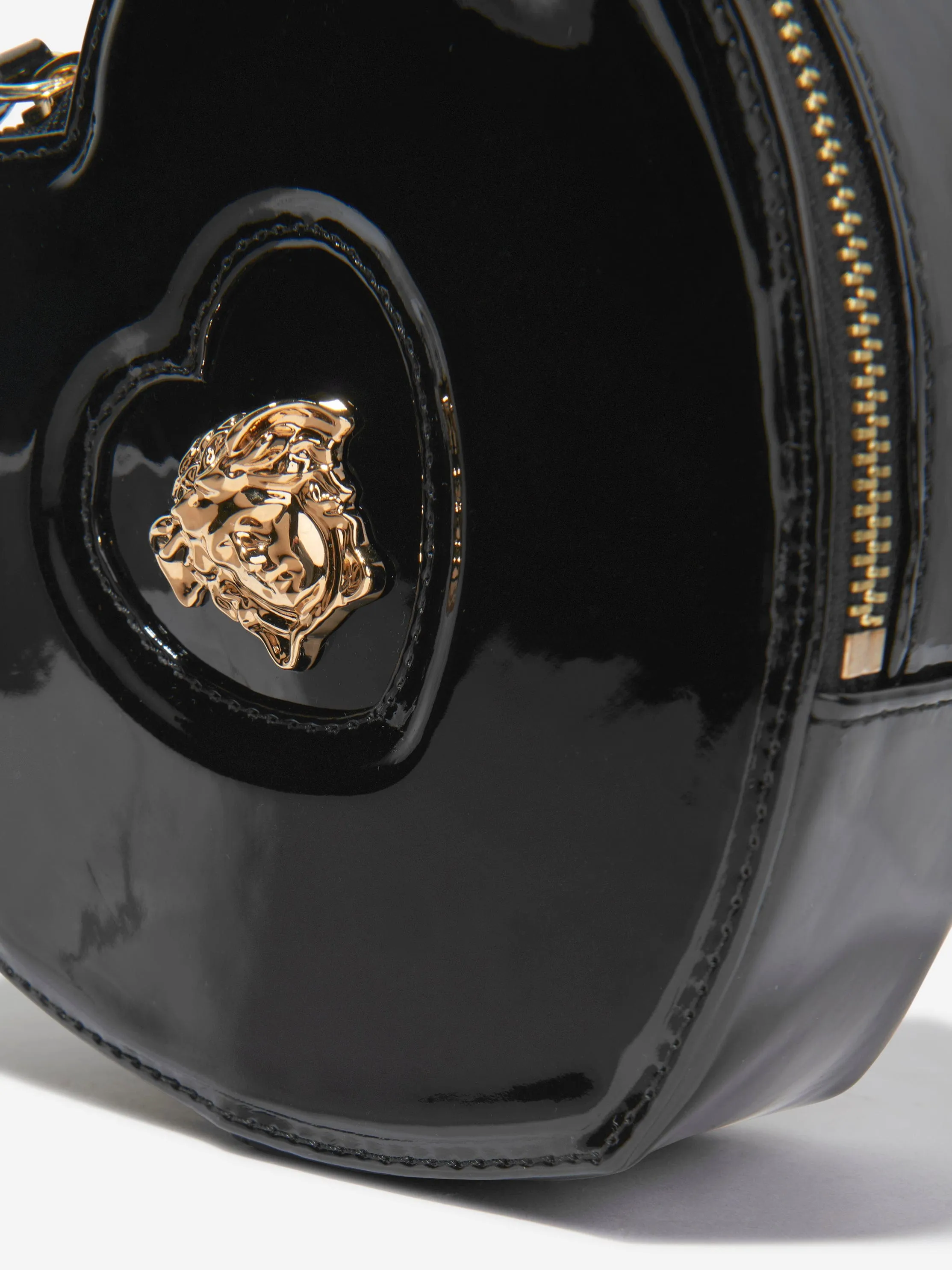 Versace Girls Leather Heart Shoulder Bag in Black