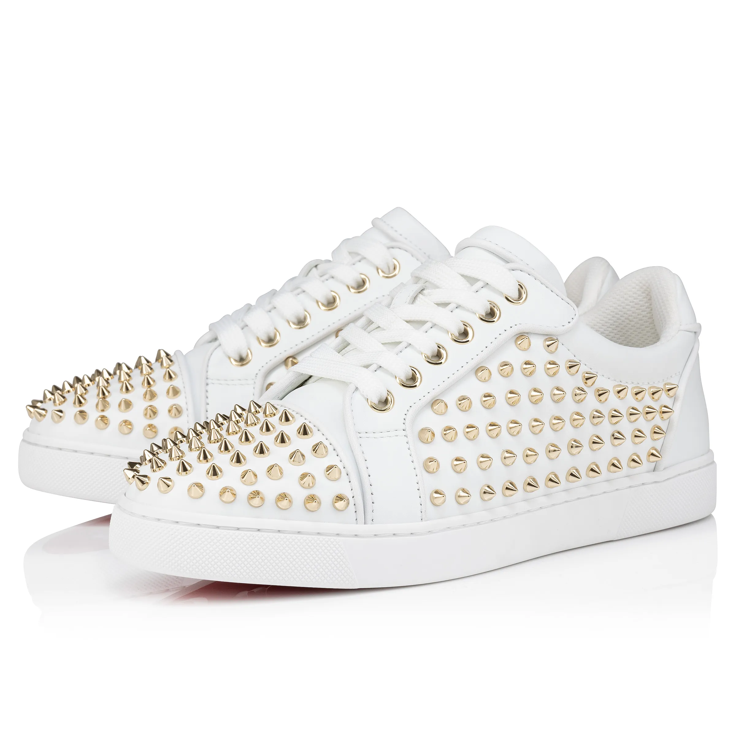 Vieira Night Spikes Sneakers - Smooth calf leather, nappa leather and spikes - White - Women