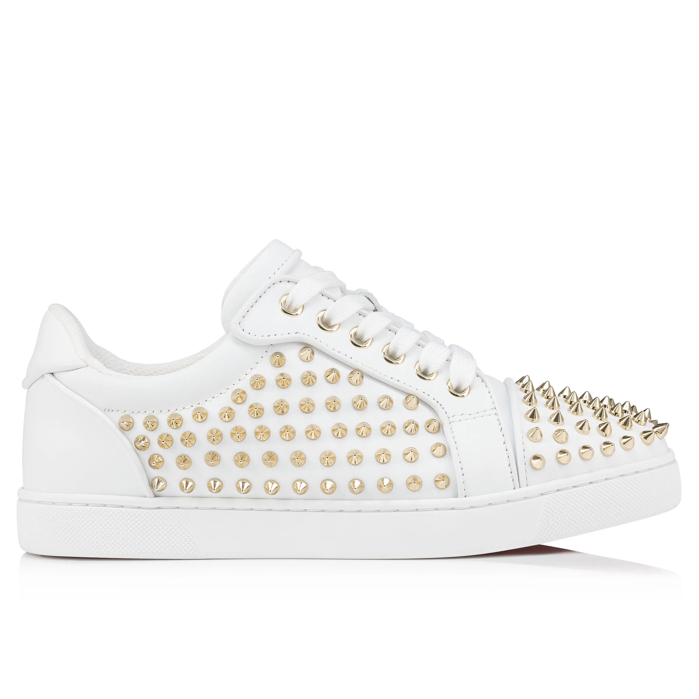 Vieira Night Spikes Sneakers - Smooth calf leather, nappa leather and spikes - White - Women