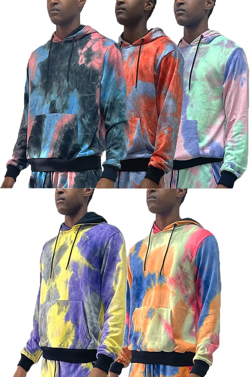 Weiv  Blue and Pink Contrast Tye Dye Hoodie