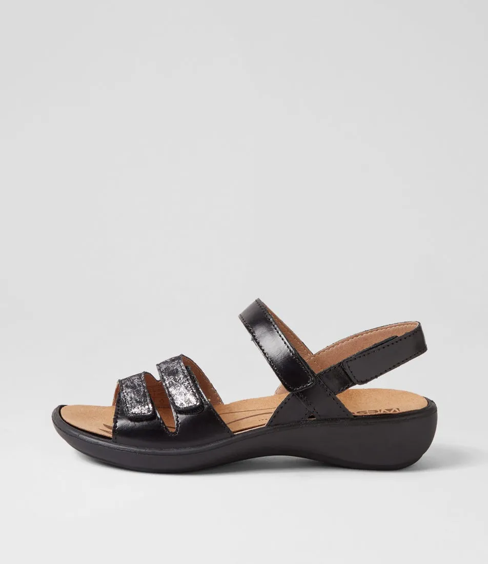 WESTLAND BY JOSEF SEIBEL Ibiza 86 Schwarz Kombi Leather Sandals