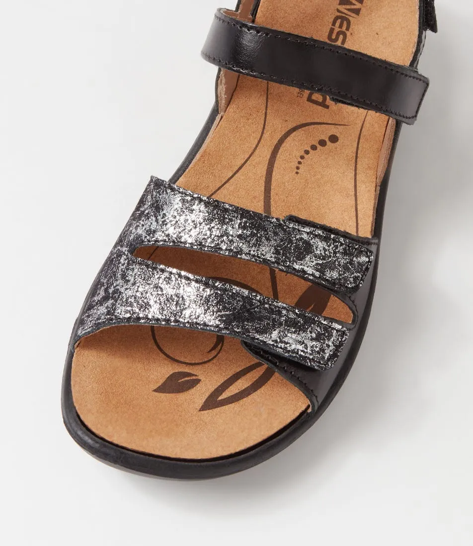 WESTLAND BY JOSEF SEIBEL Ibiza 86 Schwarz Kombi Leather Sandals