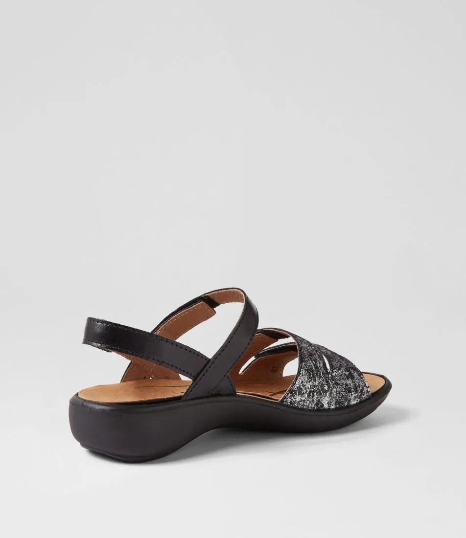 WESTLAND BY JOSEF SEIBEL Ibiza 86 Schwarz Kombi Leather Sandals