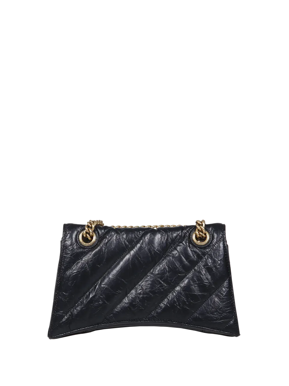 WOMAN BALENCIAGA BLACK CALF LEATHER CRUSH BAG WITH SMALL QUILTED CHAIN