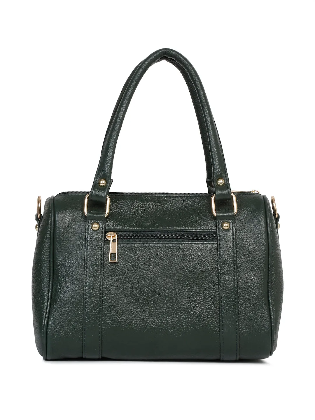 Women Green Texture Leather Structured Bag