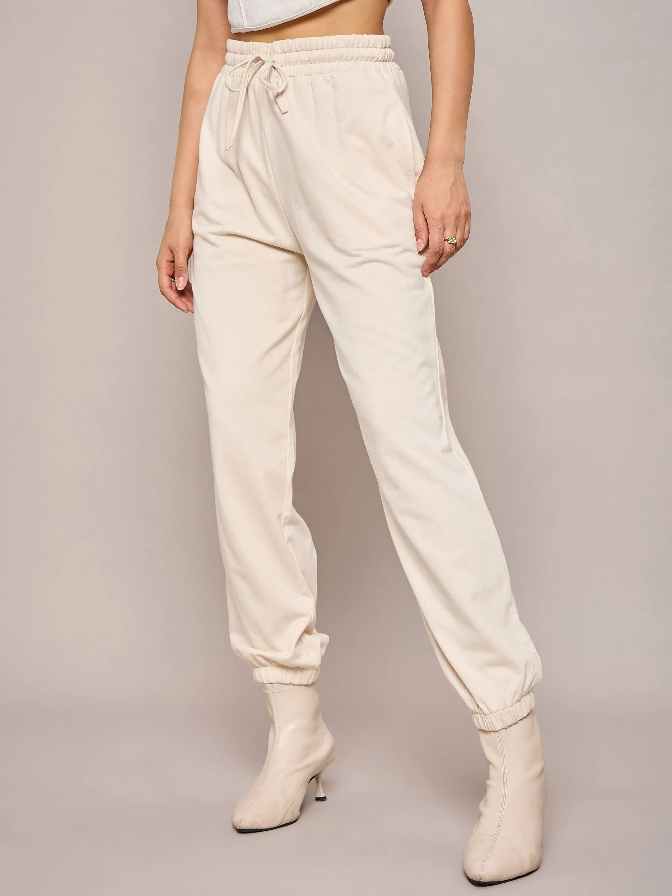 Women Off White Terry Baggy Joggers