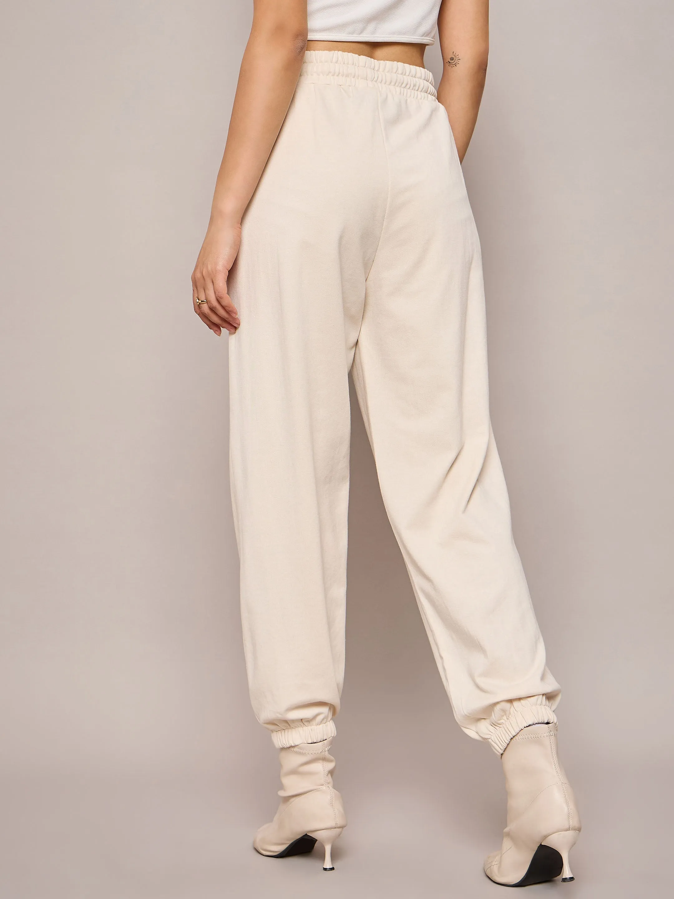 Women Off White Terry Baggy Joggers