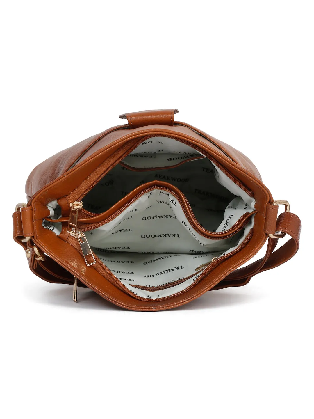 Women Tan Leather Texture Sling Bag