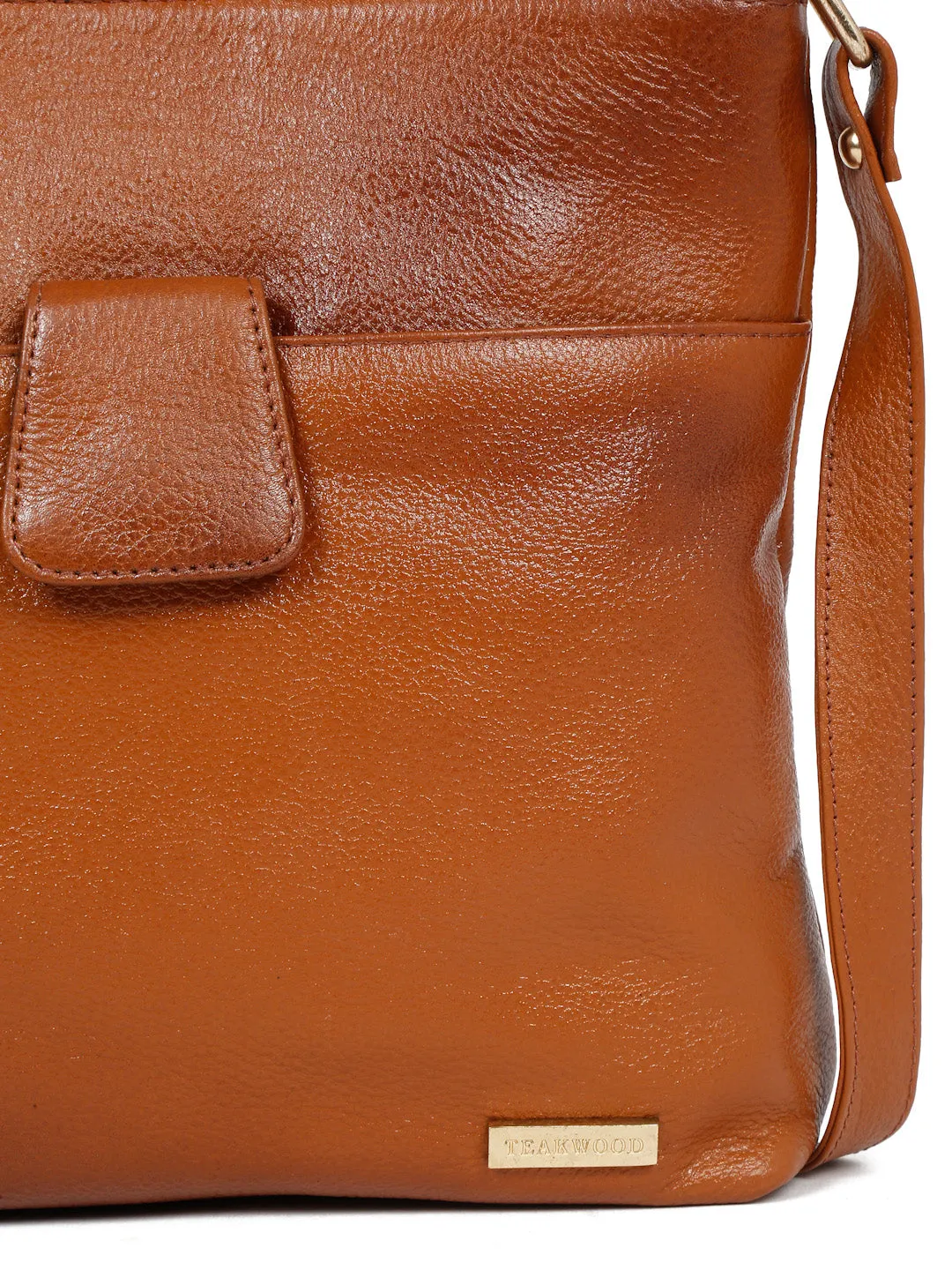 Women Tan Leather Texture Sling Bag