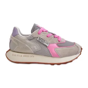 Women's Sneakers on the Memory Foam System Big Star Platform NN274680 Gray-Pink grey