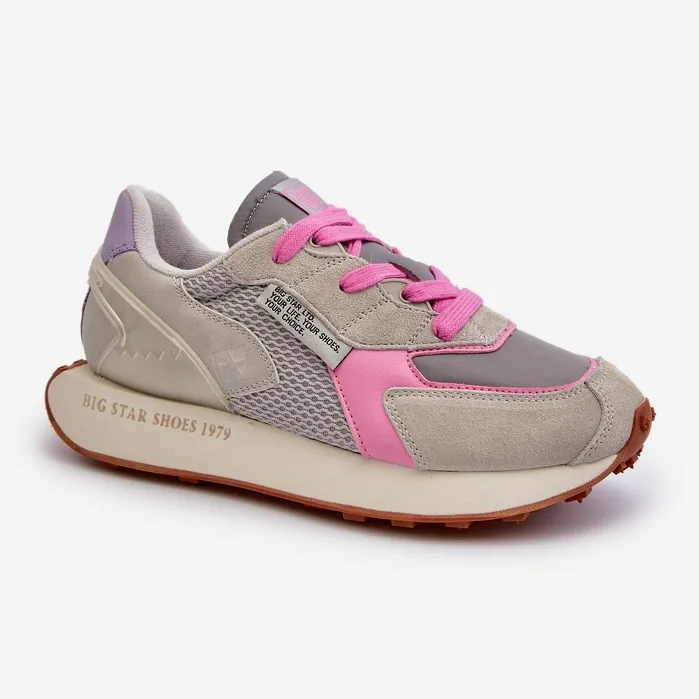 Women's Sneakers on the Memory Foam System Big Star Platform NN274680 Gray-Pink grey