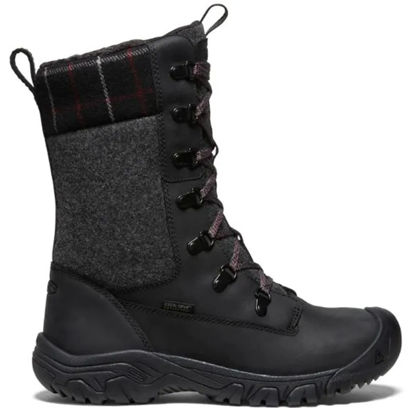 Women’s Keen Greta Tall Boot Waterproof – Black/Black Plaid