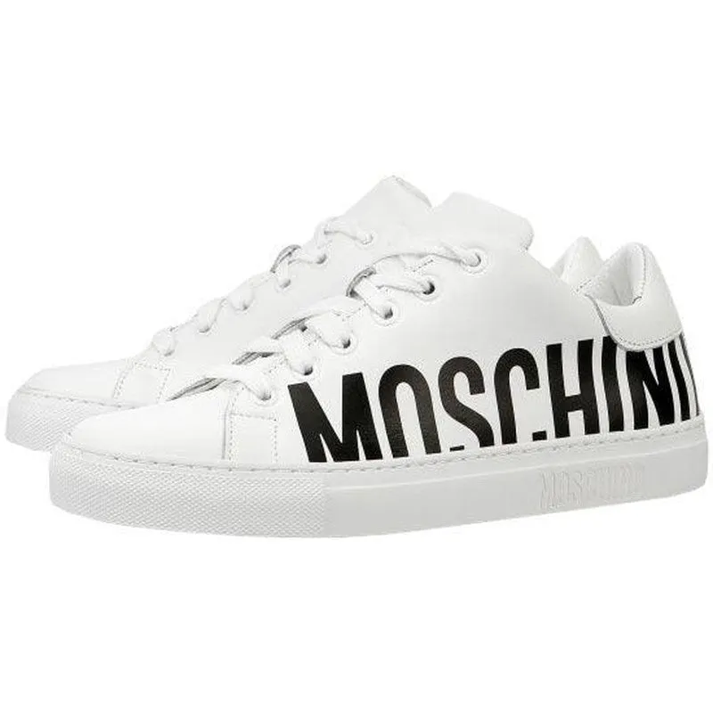 Women's Moschino Couture Leather Sneakers With Logo White 7/37