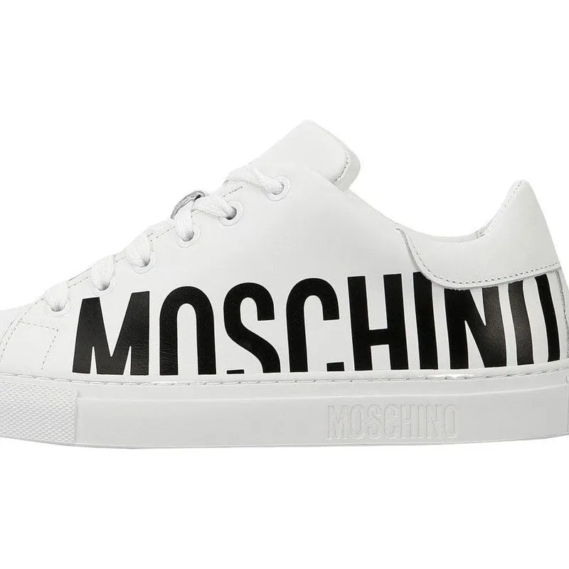 Women's Moschino Couture Leather Sneakers With Logo White 7/37