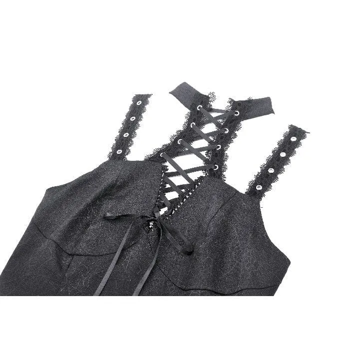 Women's Punk Embossed Lace-up Vest