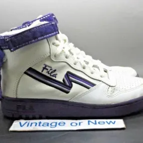 Women's vtg 1992 fila fx-100 white purple double strap hi top sneakers sz 8