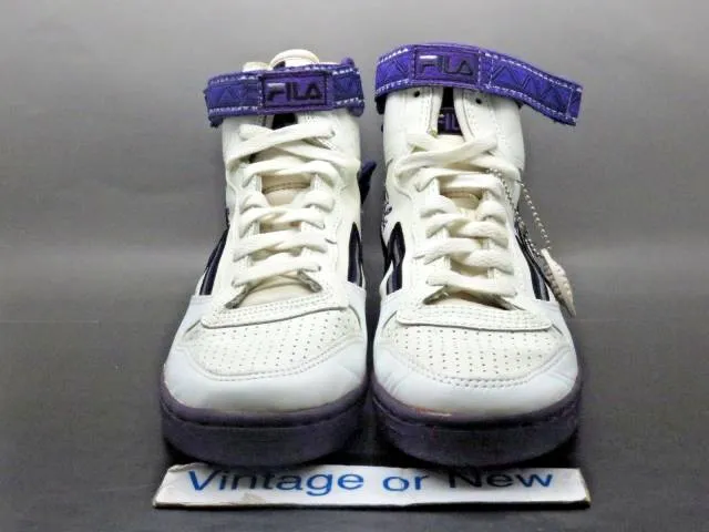 Women's vtg 1992 fila fx-100 white purple double strap hi top sneakers sz 8