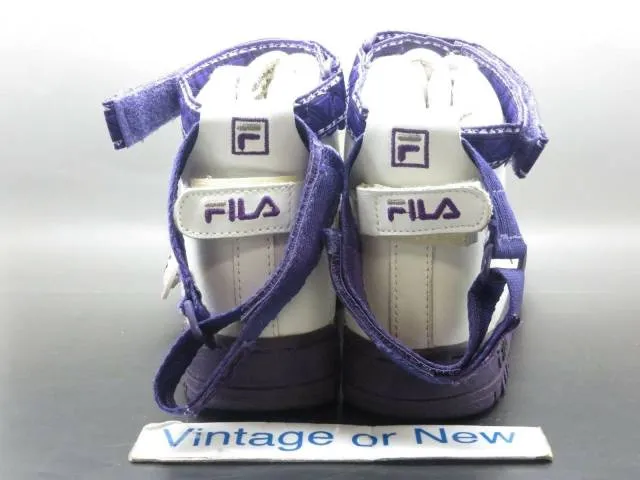 Women's vtg 1992 fila fx-100 white purple double strap hi top sneakers sz 8