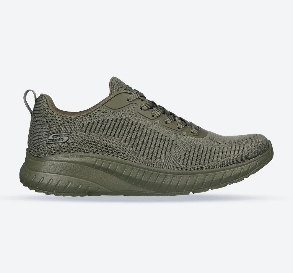 Women's Wide Fit Skechers 117209 Bob Squad Chaos Face Off Sneakers - Olive