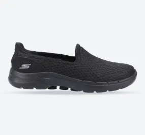 Women's Wide Fit Skechers 124508 Go Walk 6 Big Splash Sneakers - Black/Black